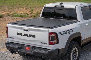 Ram 1500 TRX Hard Roll Up Bed Cover - Rough Country - Flush, Low-Profile Design - Matte Black - '21-'24